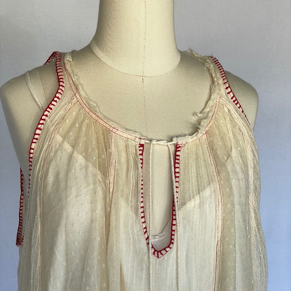 Free People Full Of Love Shapeless Gauze Prairie Midi Boho Dress Size L.